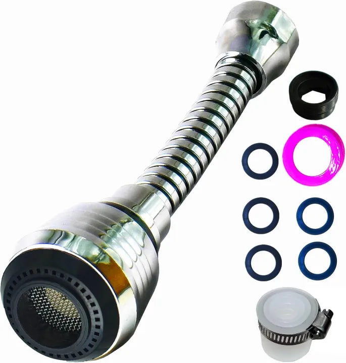 Faucet Extender Flexible 360 Degree Rotating Sprinkler Jet Spray for Sink Turbo Flex for Kitchen Basin Saves Water Cleans Sink from All Sides Shower Head (Stainless Steel) (No Color Choice)