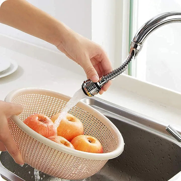 Faucet Extender Flexible 360 Degree Rotating Sprinkler Jet Spray for Sink Turbo Flex for Kitchen Basin Saves Water Cleans Sink from All Sides Shower Head (Stainless Steel) (No Color Choice)